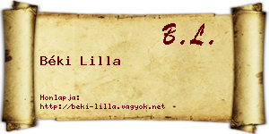 Béki Lilla névjegykártya